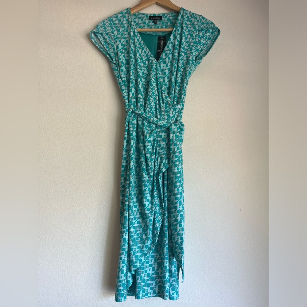 Le Chateau faux wrap dress with sash and side zipper, new with tags, XS.